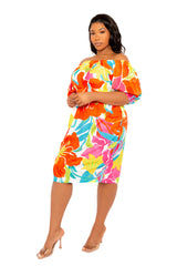 Floral Off Shoulder Dress with Back Bows