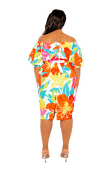 Floral Off Shoulder Dress with Back Bows