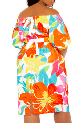 Floral Off Shoulder Dress with Back Bows