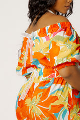 Floral Off Shoulder Dress with Back Bows