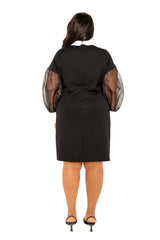 Contrast Shirt Dress with Organza Sleeves