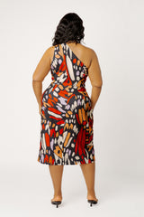 Butterfly Print One Shoulder Mini Dress