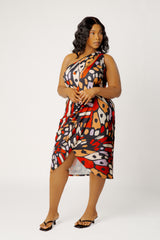 Butterfly Print One Shoulder Mini Dress