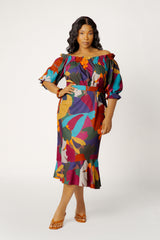 Floral Off Shoulder Dress with Ruffle Hem