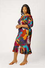Floral Off Shoulder Dress with Ruffle Hem
