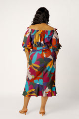 Floral Off Shoulder Dress with Ruffle Hem
