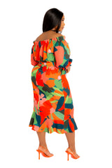 Floral Off Shoulder Dress with Ruffle Hem