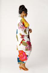 Floral Cinch Waist Caftan Dress
