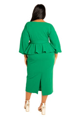 Off Shoulder Peplum Midi Dress