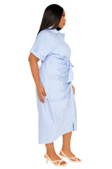 Tie Waist Stripe Shirt Dress