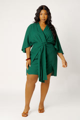 Linen Tie Waist Mini Dress