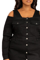 Off Shoulder Denim Mini Dress