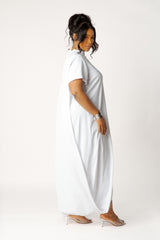High Neck Draped Maxi Dress with Slit