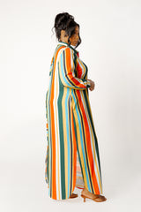 Mixed Stripe Maxi Shirt Dress