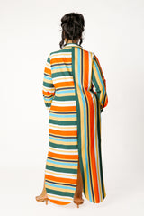 Mixed Stripe Maxi Shirt Dress