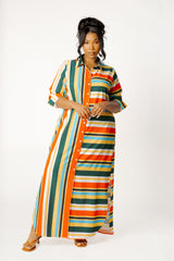 Mixed Stripe Maxi Shirt Dress