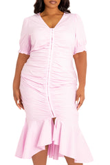 Buxom Couture Curvy Women Plus Size Ruched Fishtail Midi Dress Violet