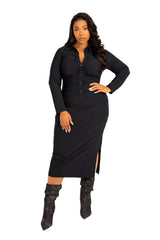 Tech Knit Bodycon Ruched Shirt Dress