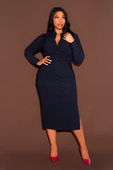 Tech Knit Bodycon Ruched Shirt Dress