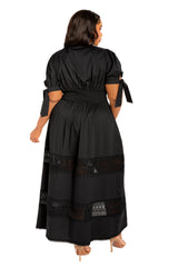 Puff Sleeve Tiered Eyelet Maxi Dress