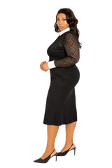 Collared Lace Midi Dress