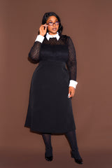 Collared Lace Midi Dress