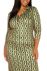 Geometric Print Bodycon Midi Dress