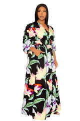 Floral Puff Sleeve Maxi Dress