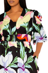 Floral Puff Sleeve Maxi Dress