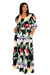 Floral Puff Sleeve Maxi Dress