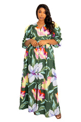 Floral Puff Sleeve Maxi Dress