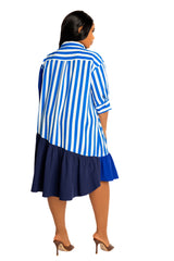 Mixed Stripe Shirt Dress