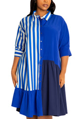 Mixed Stripe Shirt Dress