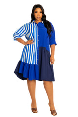 Mixed Stripe Shirt Dress