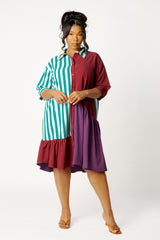 Mixed Stripe Shirt Dress
