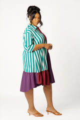 Mixed Stripe Shirt Dress