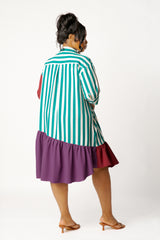 Mixed Stripe Shirt Dress
