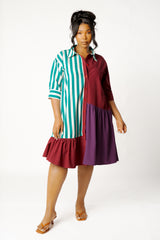Mixed Stripe Shirt Dress