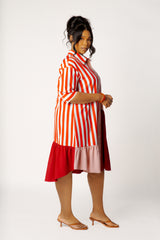 Mixed Stripe Shirt Dress