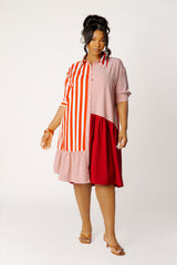 Mixed Stripe Shirt Dress