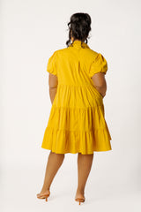 Puff Sleeve Tiered Shirt Dress