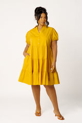 Puff Sleeve Tiered Shirt Dress