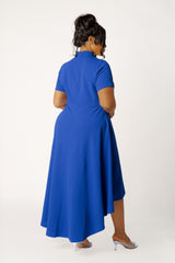 High Neck High-Low Midi Dress