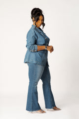 Belted Denim Blazer