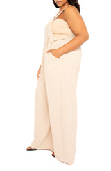 Wide Leg Linen Jumpsuit