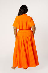 Pleated Cropped Top and Skirt Set