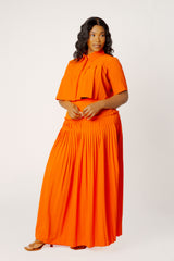 Pleated Cropped Top and Skirt Set