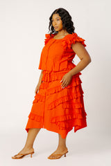 Ruffle Peplum Top and Tiered Skirt Set