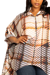 Plaid Flowy Hi-lo Blouse