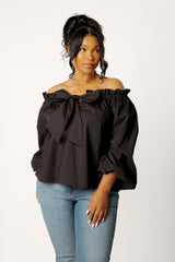 Off Shoulder Tie Blouse